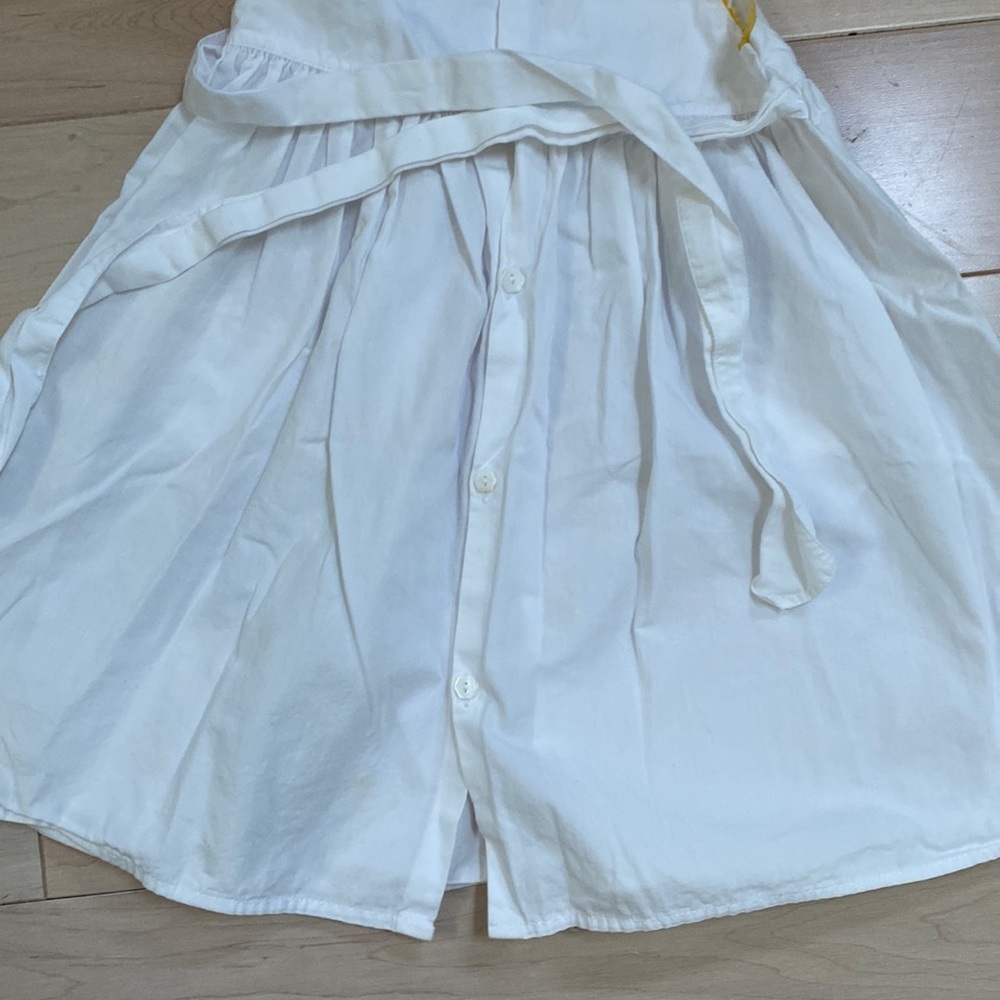 Jacadi girls white yellow blue embroidered flowers cotton back buttons dress - Picture 9 of 9